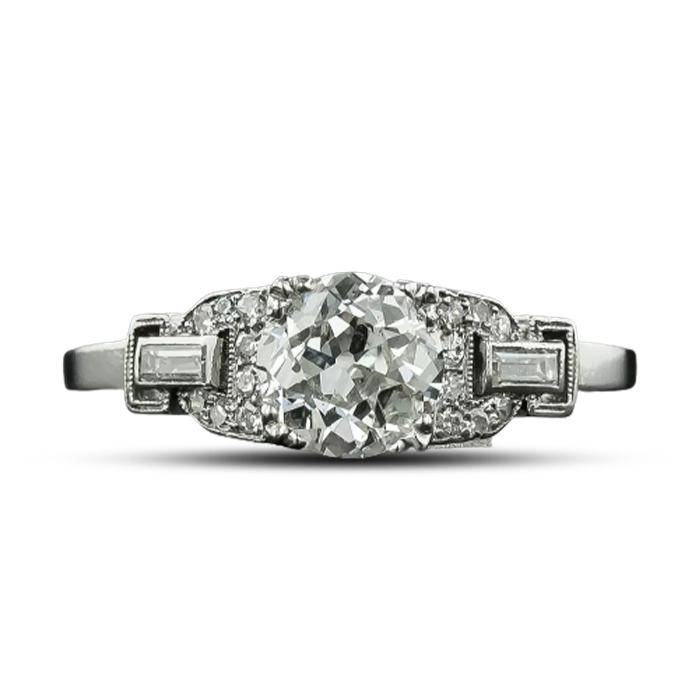 Art Deco 1.08 Carat Diamond Engagement Ring - GIA G SI1 - 5