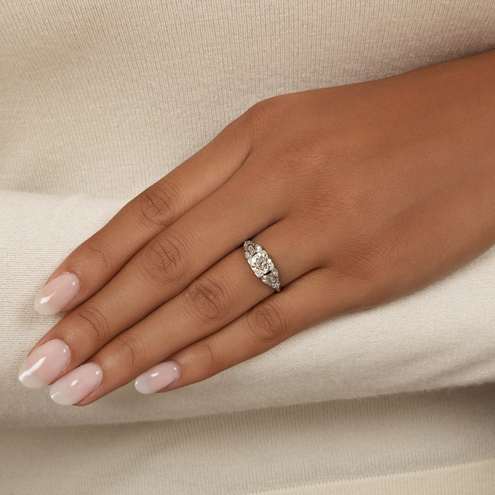 Art Deco 1.09 Carat Diamond Platinum Engagement Ring - GIA J VVS2  - 6