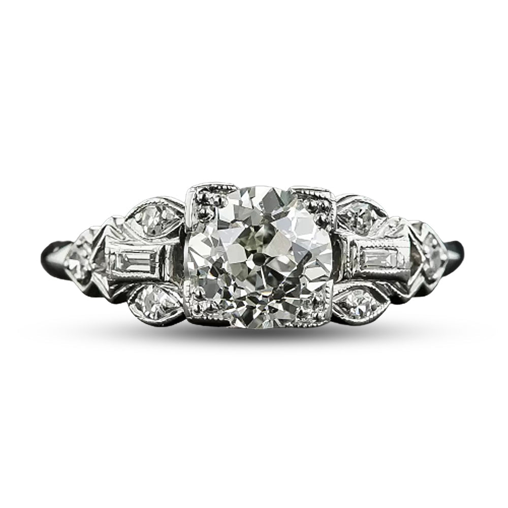Art Deco 1.09 Carat Diamond Platinum Engagement Ring - GIA J VVS2  - 6
