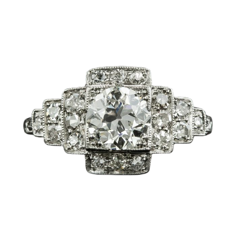 Art Deco 1.10 Carat Diamond Engagement Ring - GIA G VS1 - 4