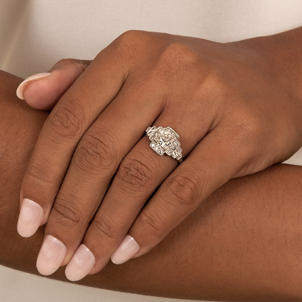 Art Deco 1.10 Carat Diamond Engagement Ring - GIA G VS1 - 5