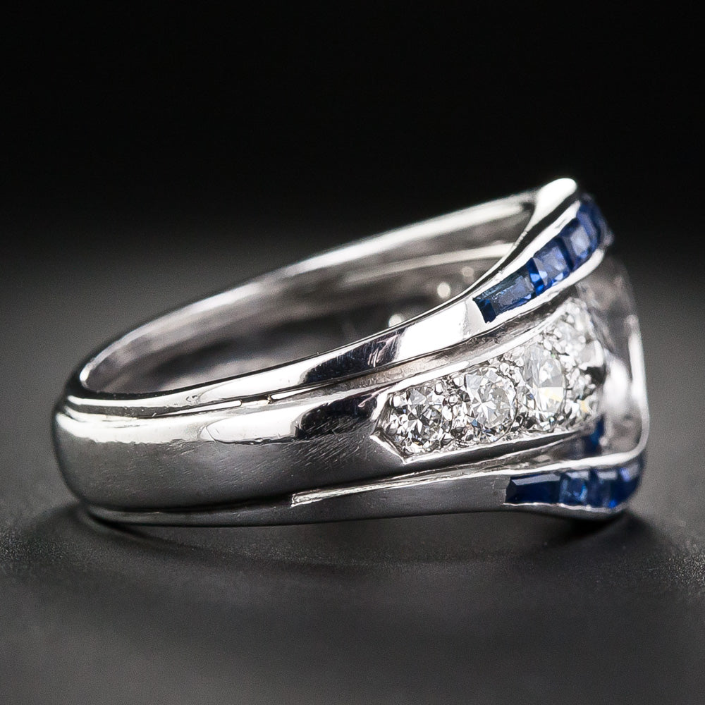 Art Deco 1.10 Carat Pear-Shaped Diamond and Sapphire Ring - 8