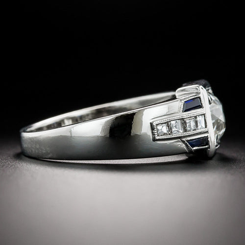 Art Deco 1.11 Carat Diamond and Sapphire* Ring - GIA I SI1  - 2