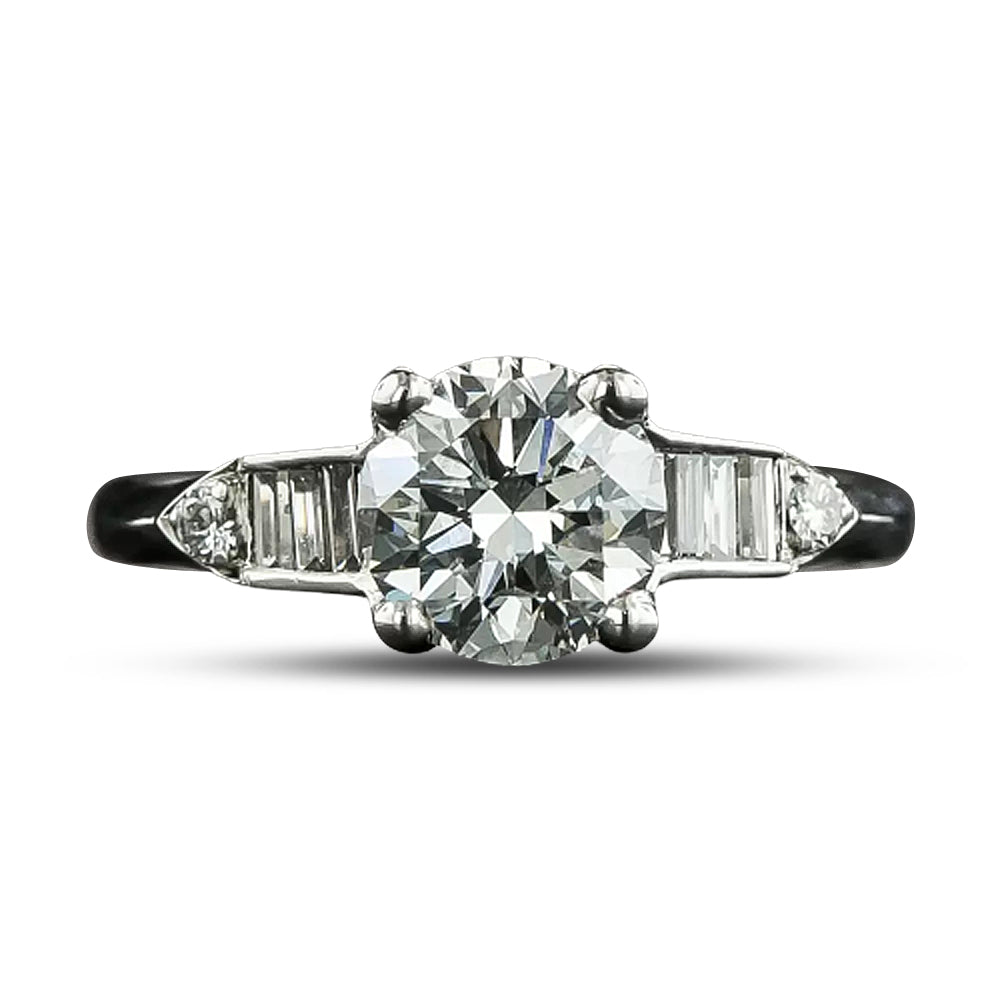 Art Deco 1.11 Carat Diamond Engagement Ring - GIA E VVS2 - 4