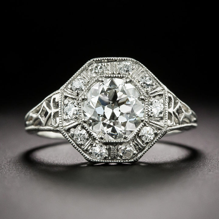Art Deco 1.11 Carat Diamond Engagement Ring - GIA H VS1