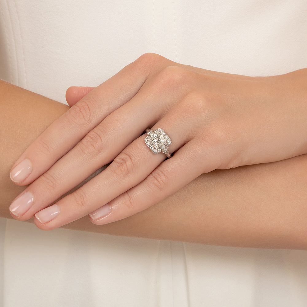 Art Deco 1.14 Carat Diamond Engagement Ring - GIA H SI1 - 5