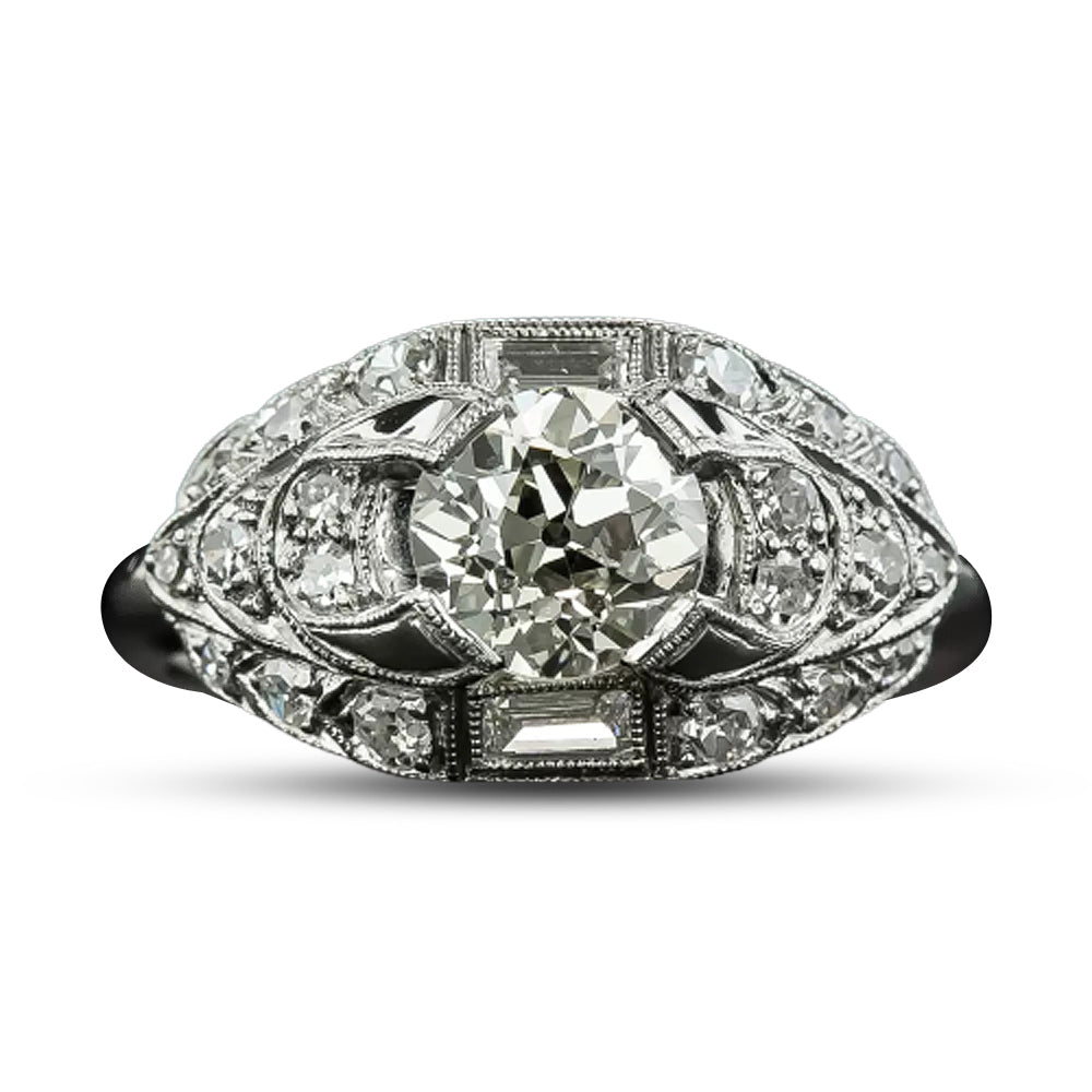 Art Deco 1.15 Carat Diamond Engagement Ring - GIA M SI1 - 4