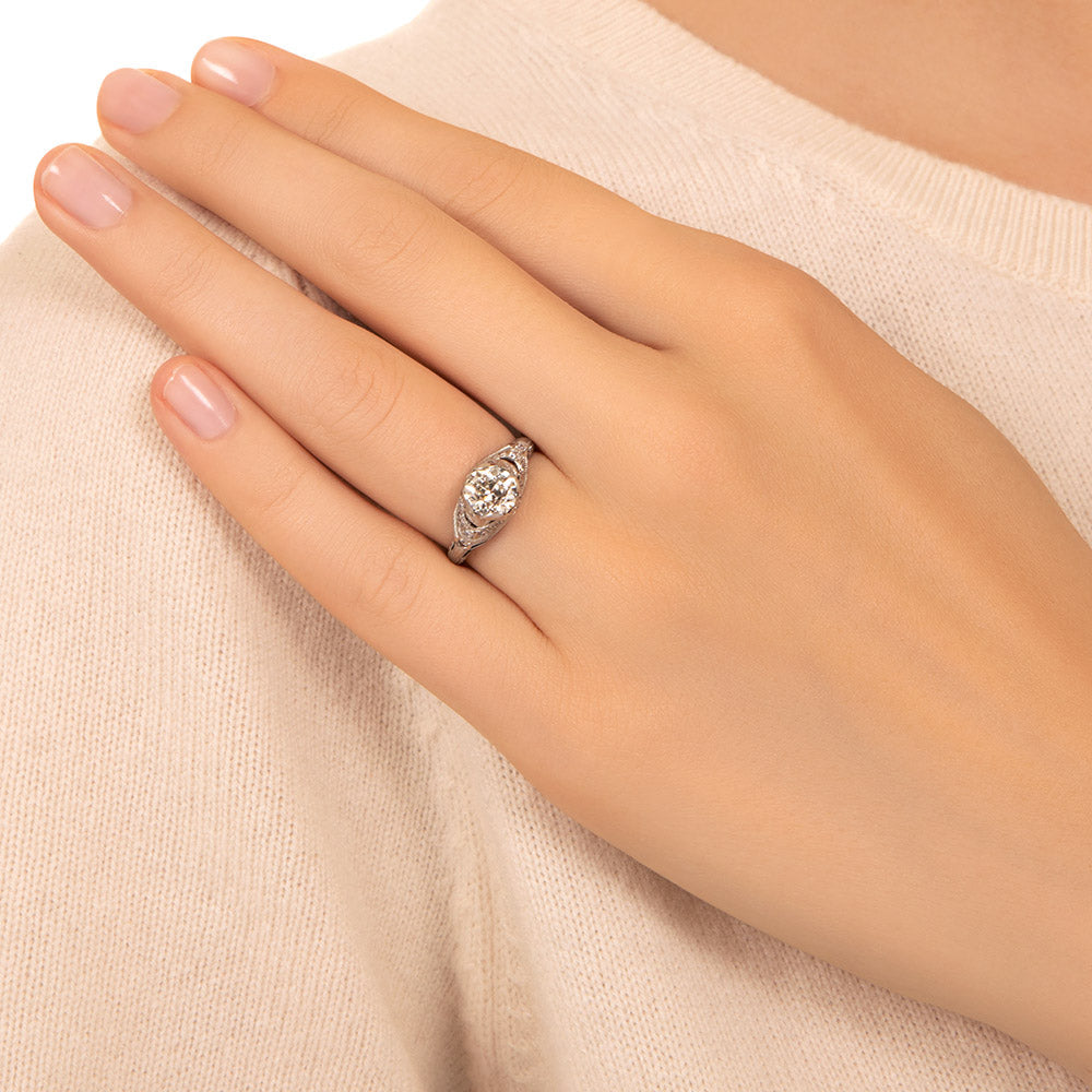 Art Deco 1.17 Carat Diamond Engagement Ring - GIA J VS2  - 5