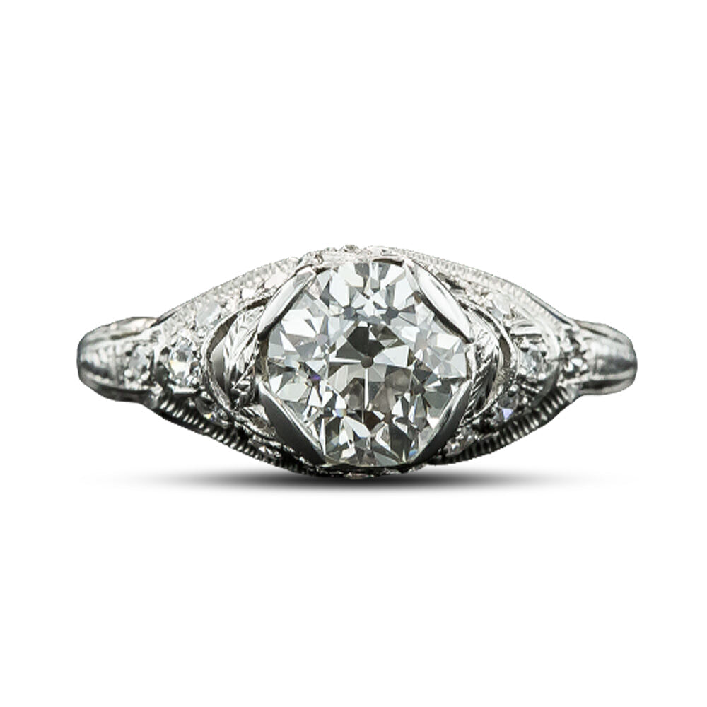 Art Deco 1.17 Carat Diamond Engagement Ring - GIA J VS2  - 5