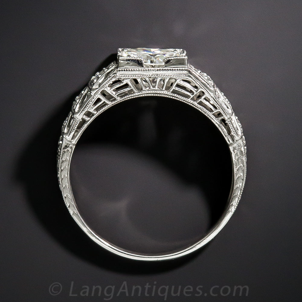 Art Deco 1.18 Carat Diamond Engagement Ring - GIA I VS1 - 4