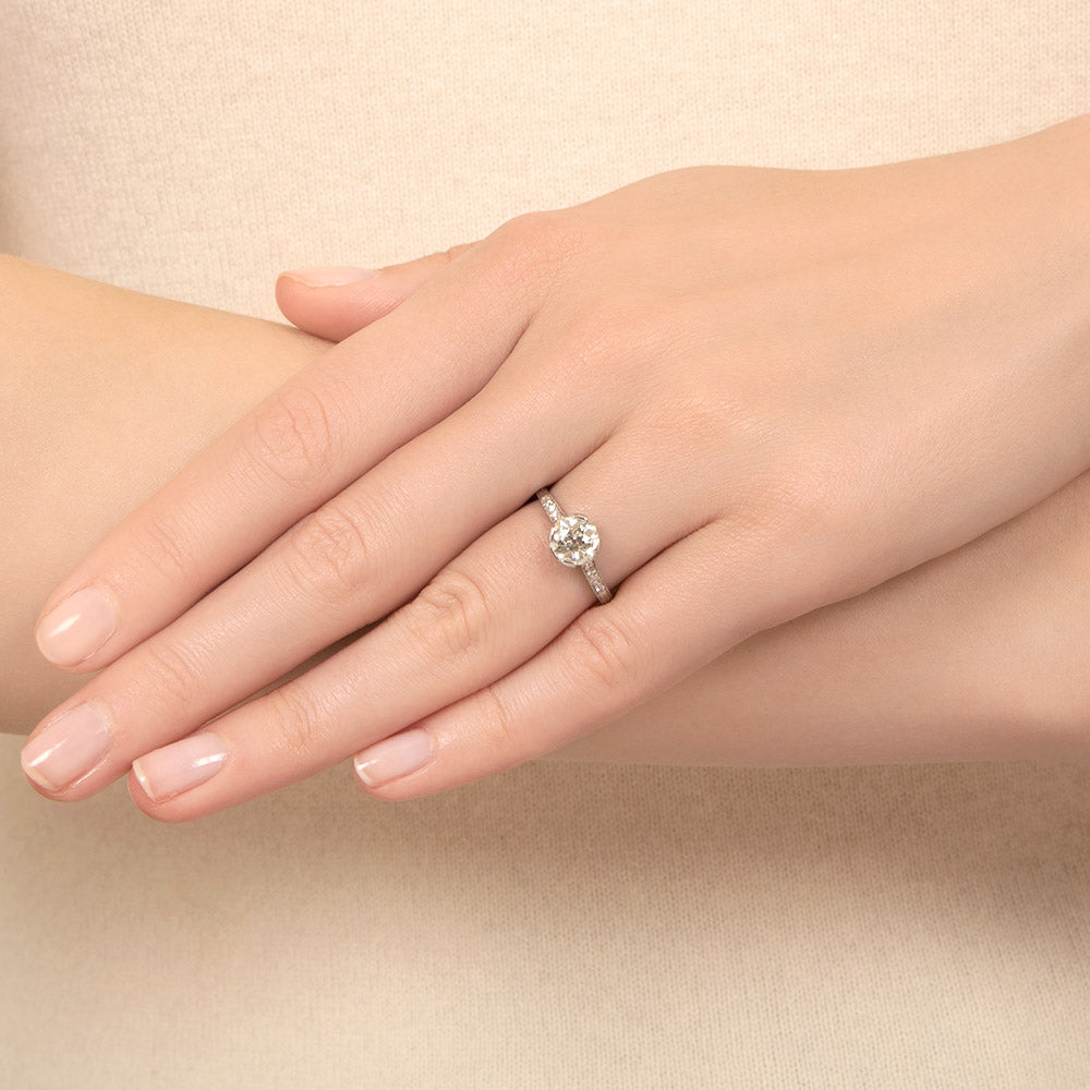 Art Deco 1.18 Carat Diamond Engagement Ring -  GIA J VS2 - 7