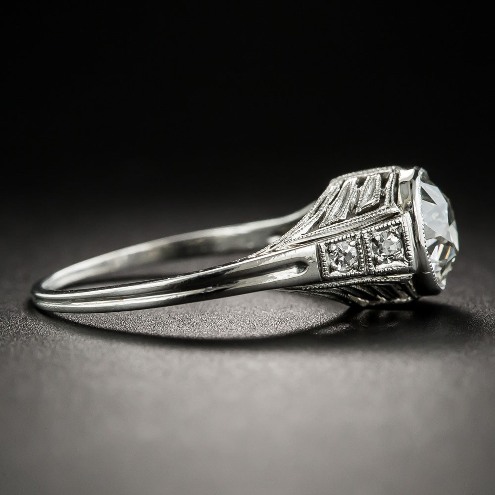 Art Deco 1.19 Carat Diamond Engagement Ring - GIA  J SI1 - 3