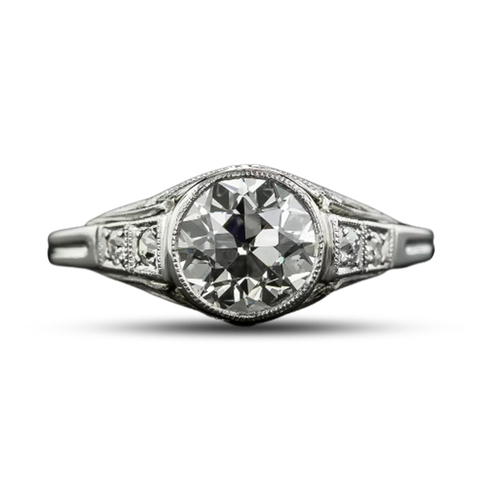 Art Deco 1.19 Carat Diamond Engagement Ring - GIA  J SI1 - 5