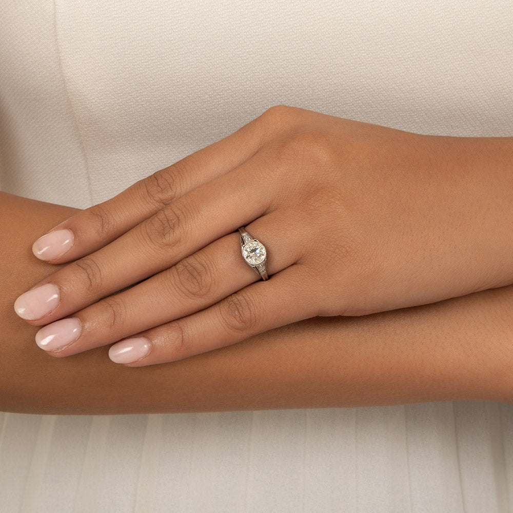 Art Deco 1.19 Carat Diamond Engagement Ring - GIA  J SI1 - 6