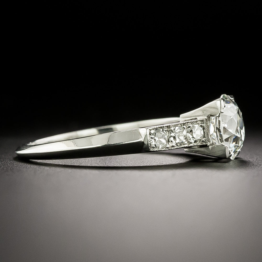 Art Deco 1.21 Carat Diamond Solitaire Ring - GIA F SI1 - 4