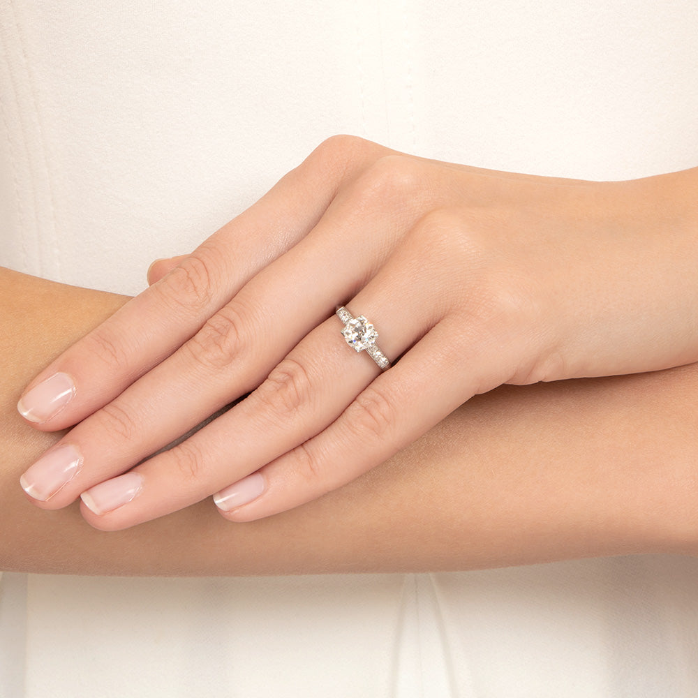 Art Deco 1.21 Carat Diamond Solitaire Ring - GIA F SI1 - 6