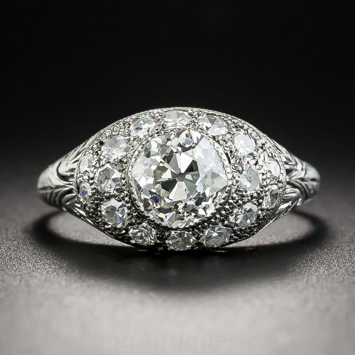 Art Deco 1.22 Carat Diamond Engagement Ring - GIA  J SI1