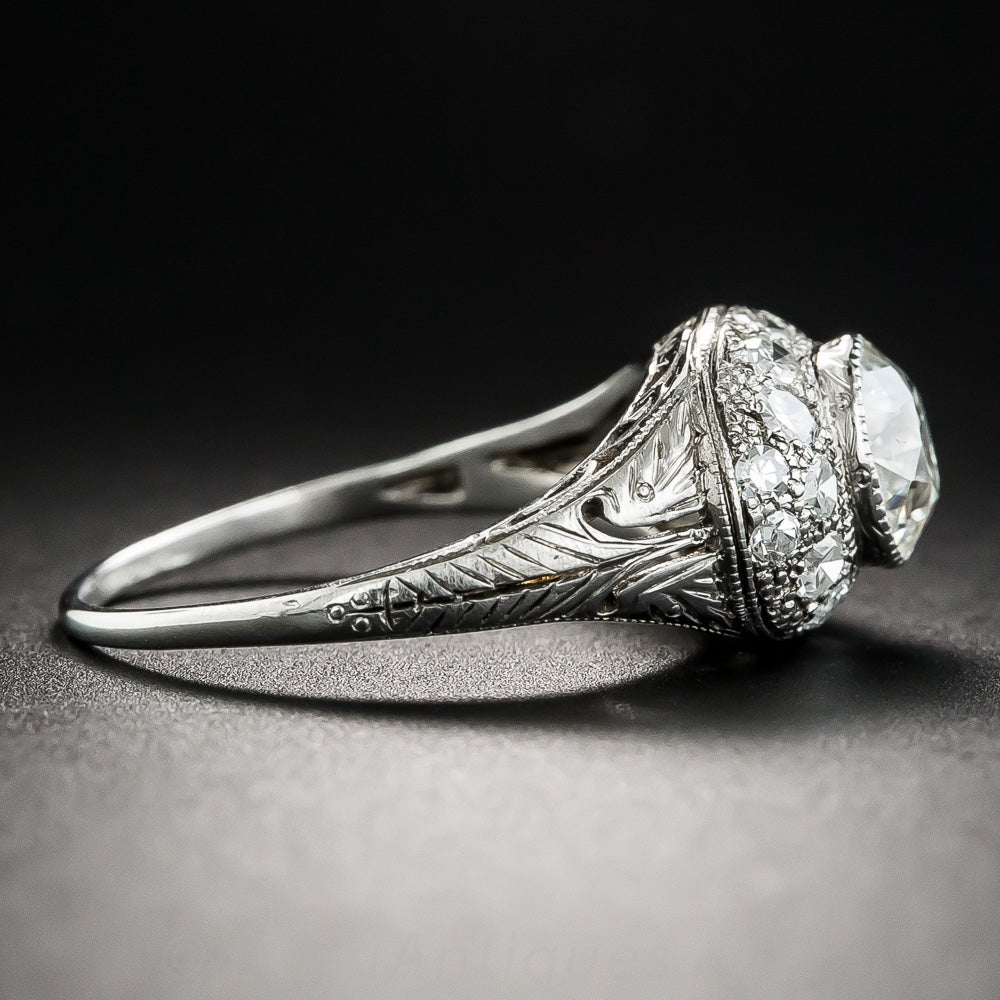 Art Deco 1.22 Carat Diamond Engagement Ring - GIA  J SI1 - 3