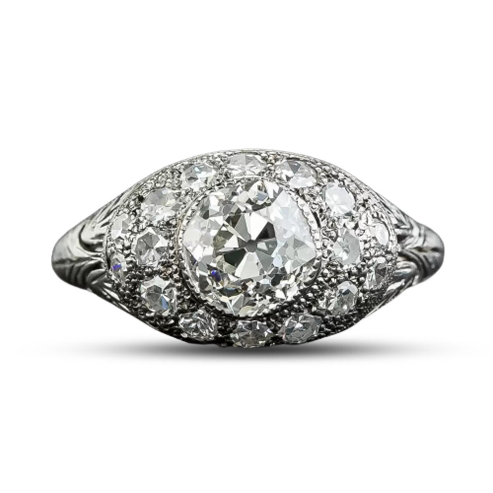 Art Deco 1.22 Carat Diamond Engagement Ring - GIA  J SI1 - 5