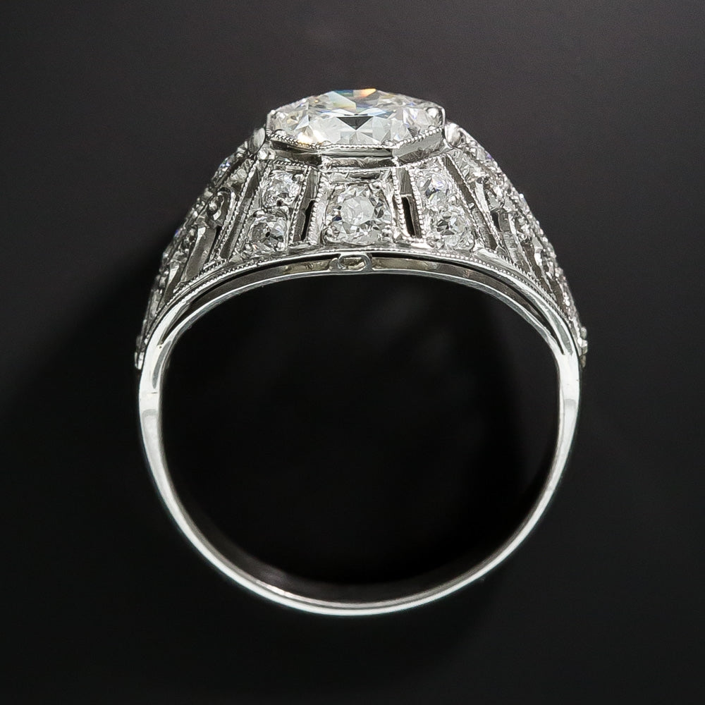 Art Deco 1.22 Carat Diamond Platinum Engagement Ring - GIA H SI1 - 5