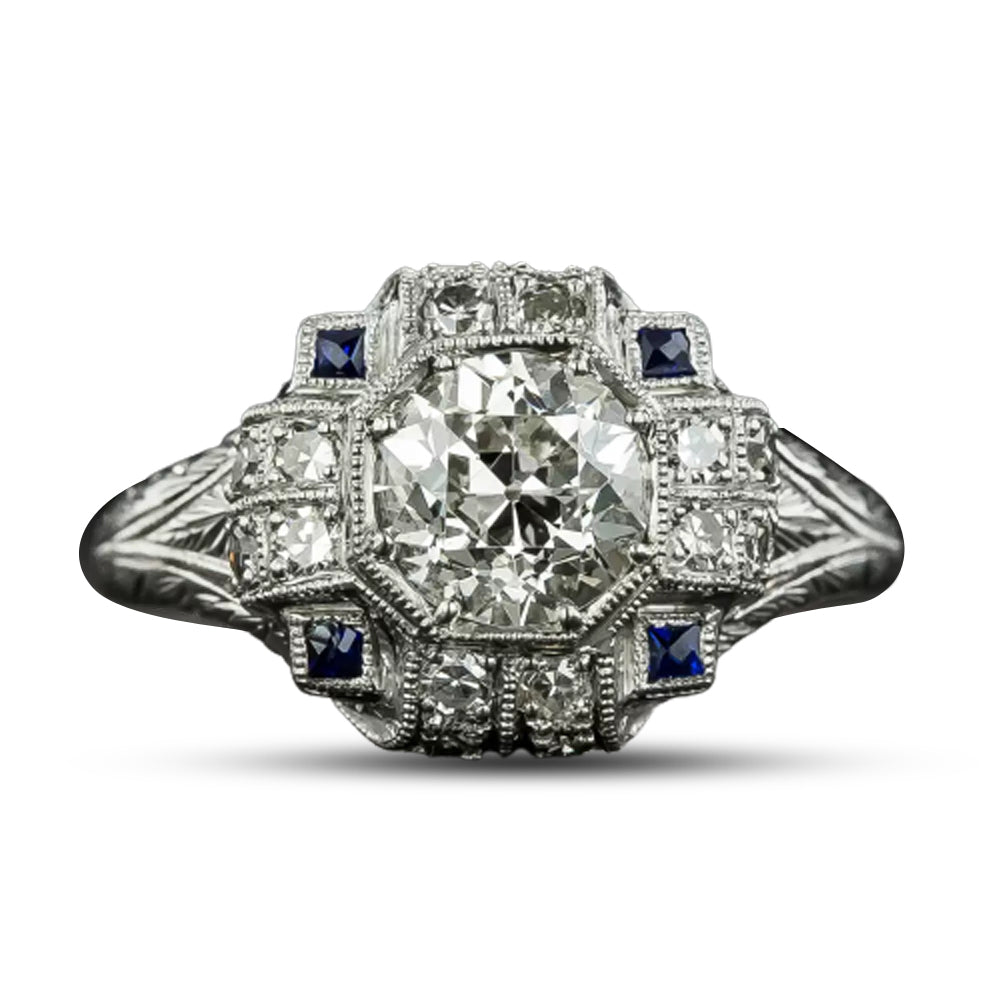 Art Deco 1.23 Carat Diamond Engagement Ring - GIA J VS2 - 4