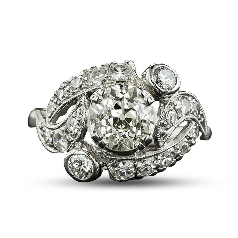 Art Deco 1.29 Carat Diamond Engagement Ring - GIA N VS2 - 4