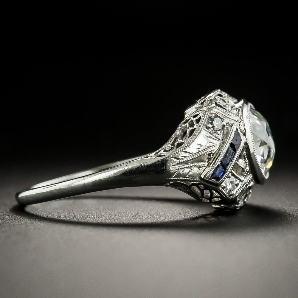 Art Deco 1.30 Carat Diamond and *Sapphire Engagement Ring - 3