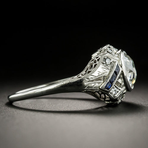 Art Deco 1.30 Carat Diamond and *Sapphire Engagement Ring - 3