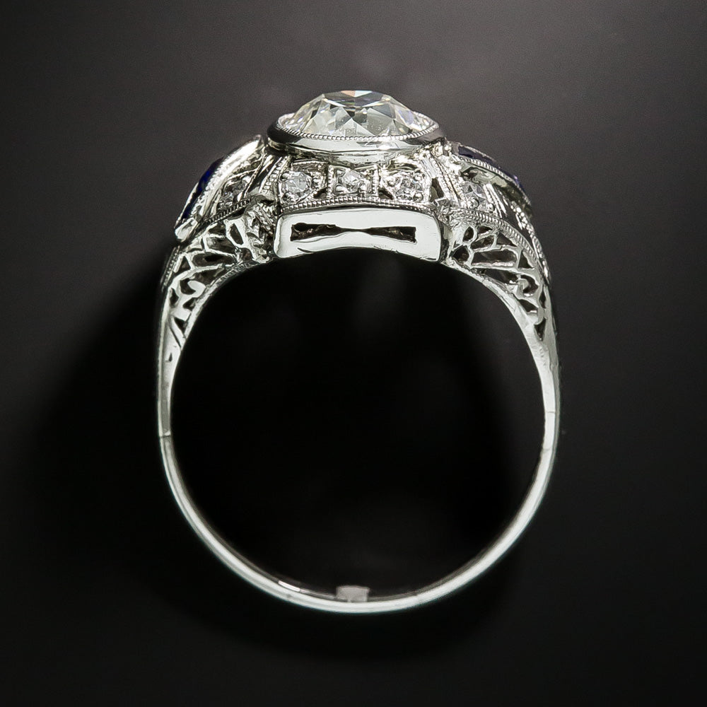 Art Deco 1.30 Carat Diamond and *Sapphire Engagement Ring - 4