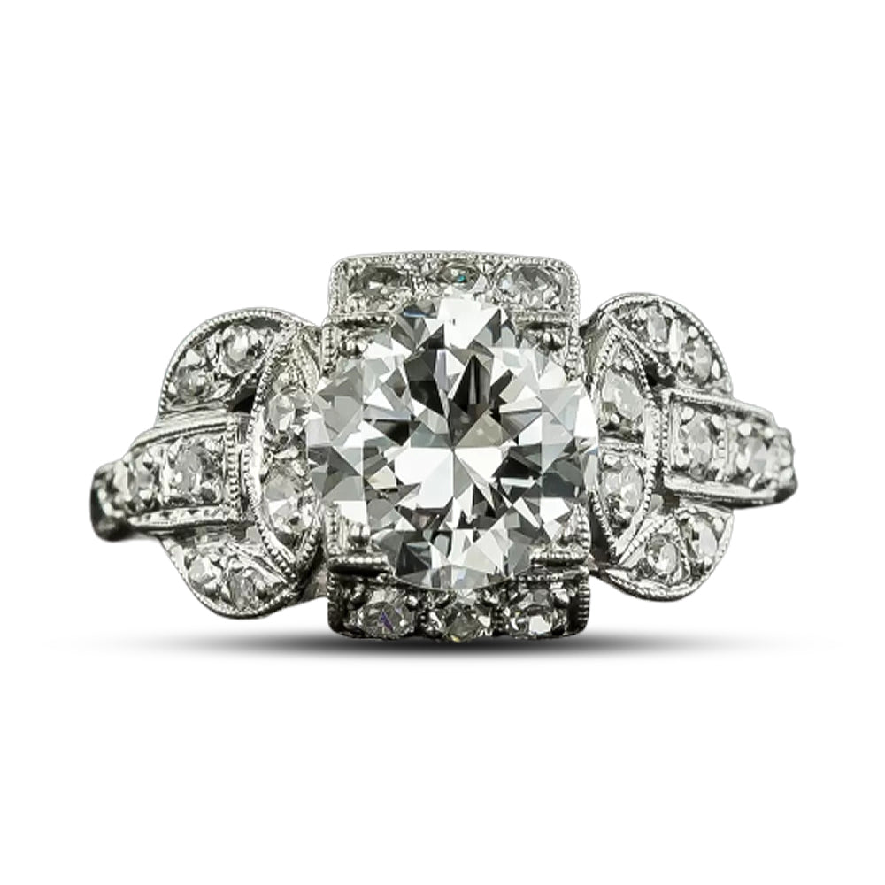 Art Deco 1.30 Carat Diamond Engagement Ring - GIA E SI1 - 5