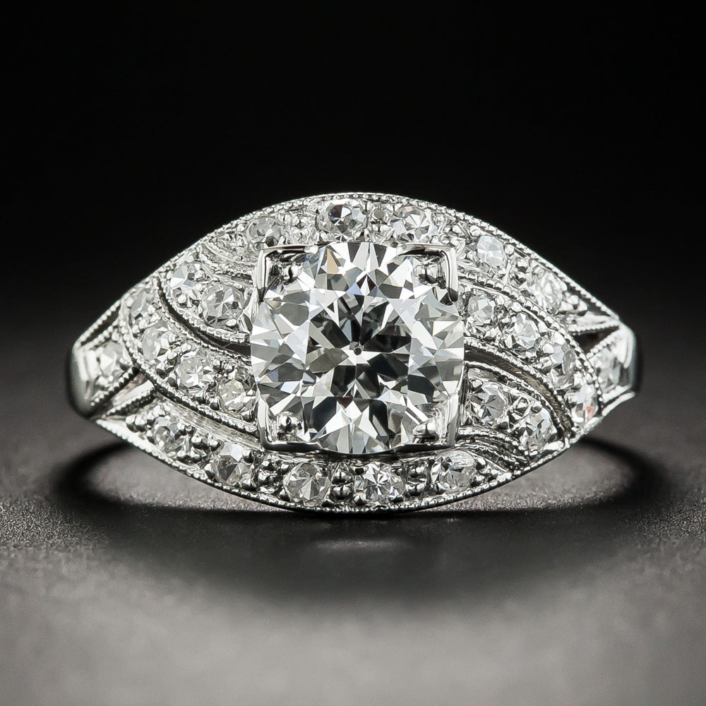 Art Deco 1.31 Carat Diamond Platinum Engagement Ring - GIA  I VVS2 - 1