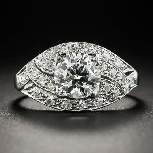 Art Deco 1.31 Carat Diamond Platinum Engagement Ring - GIA  I VVS2 - 1