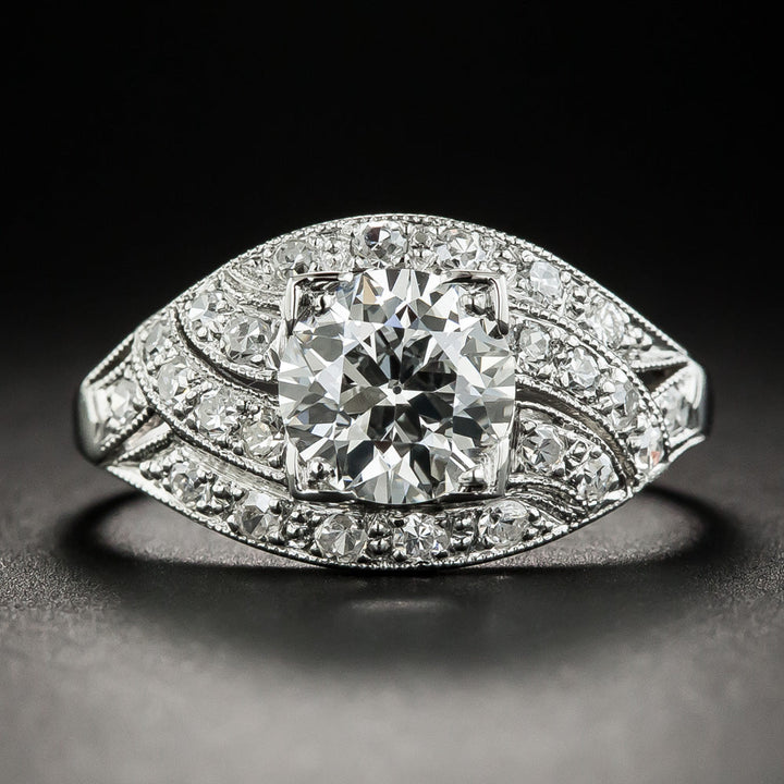 Art Deco 1.31 Carat Diamond Platinum Engagement Ring - GIA  I VVS2