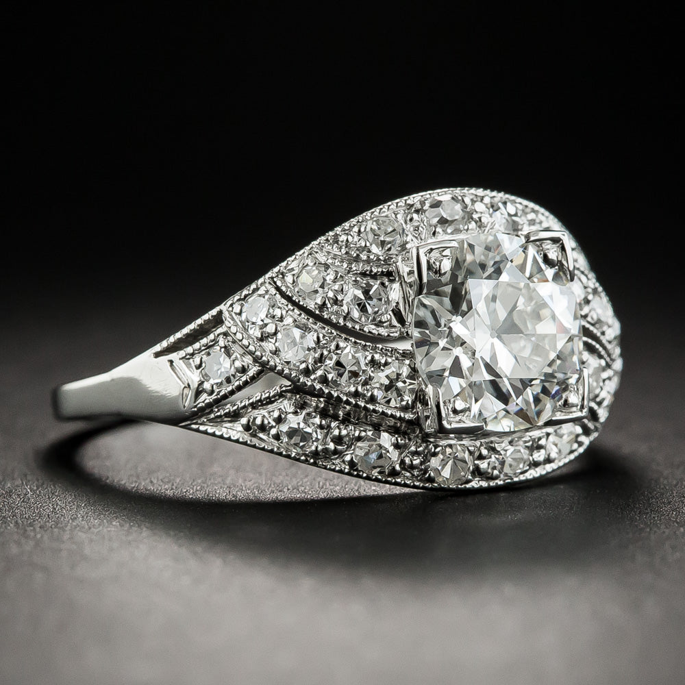 Art Deco 1.31 Carat Diamond Platinum Engagement Ring - GIA  I VVS2 - 3