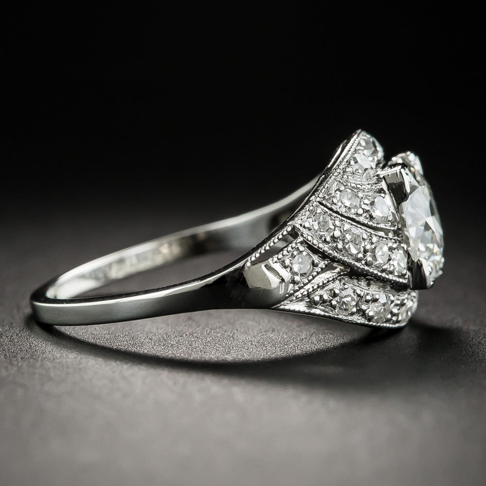 Art Deco 1.31 Carat Diamond Platinum Engagement Ring - GIA  I VVS2 - 4