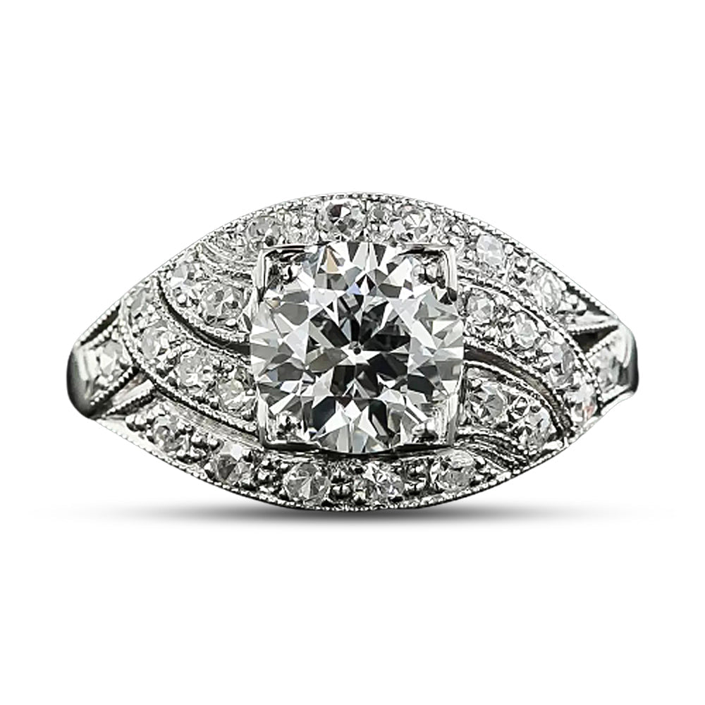 Art Deco 1.31 Carat Diamond Platinum Engagement Ring - GIA  I VVS2 - 6