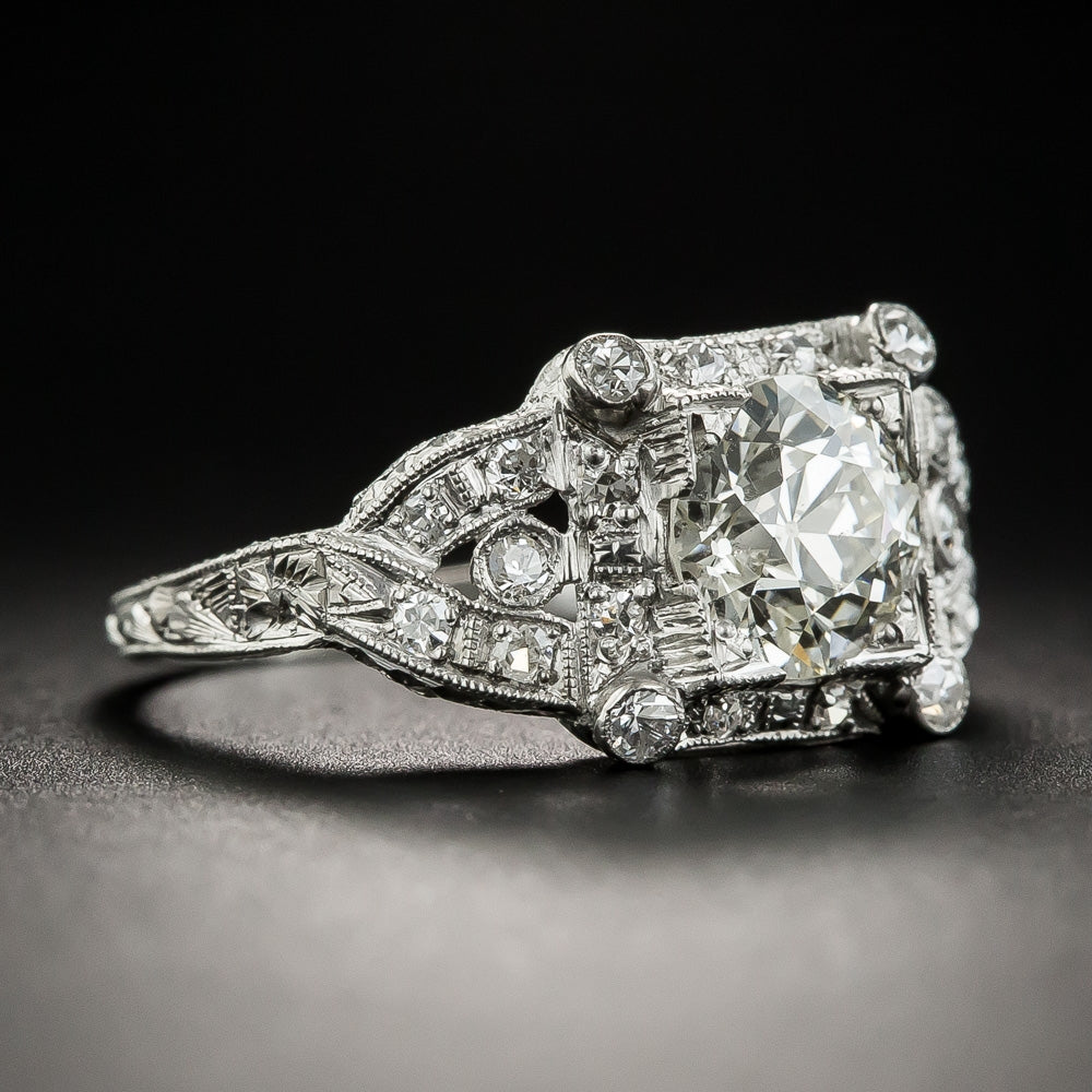  Art Deco 1.35 Carat Diamond Engagement Ring - GIA  L SI2 - 2