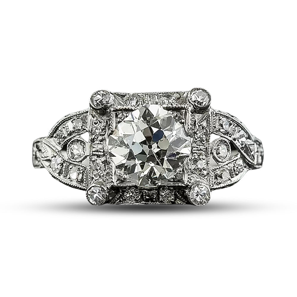  Art Deco 1.35 Carat Diamond Engagement Ring - GIA  L SI2 - 6