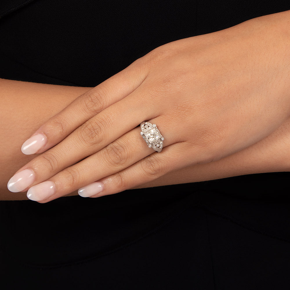  Art Deco 1.35 Carat Diamond Engagement Ring - GIA  L SI2 - 7