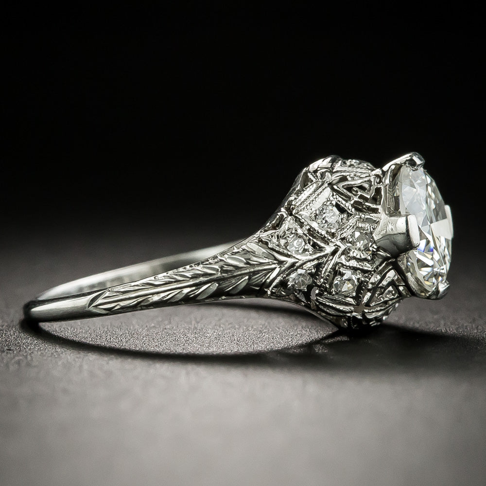 Art Deco 1.36 Carat Diamond Engagement Ring - GIA I VS2  - 3