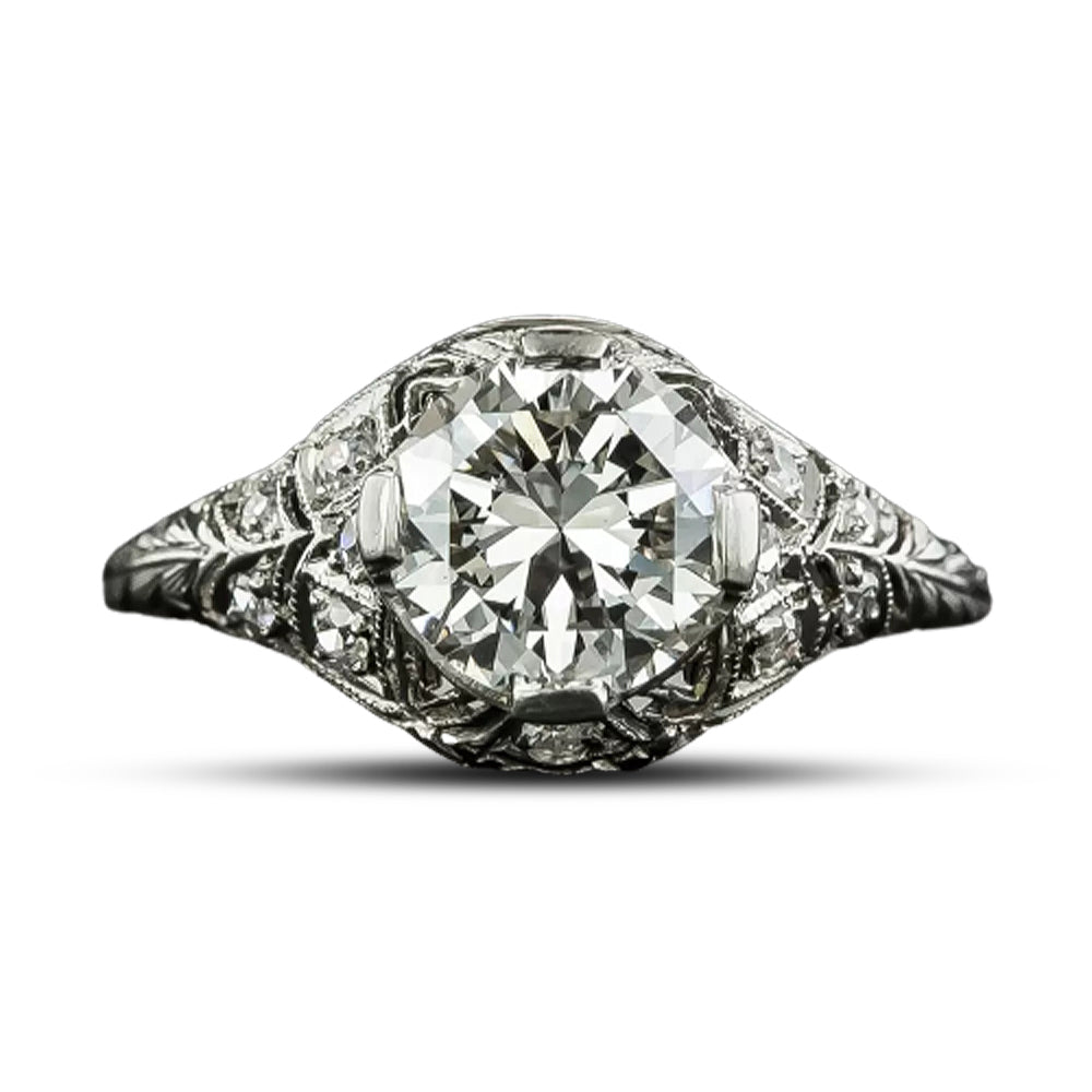 Art Deco 1.36 Carat Diamond Engagement Ring - GIA I VS2  - 5