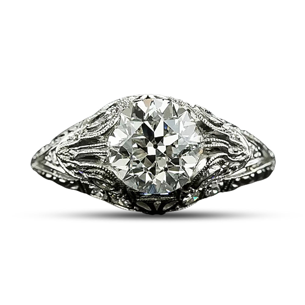Art Deco 1.41 Carat Diamond Engagement Ring - GIA H VS2 - 6