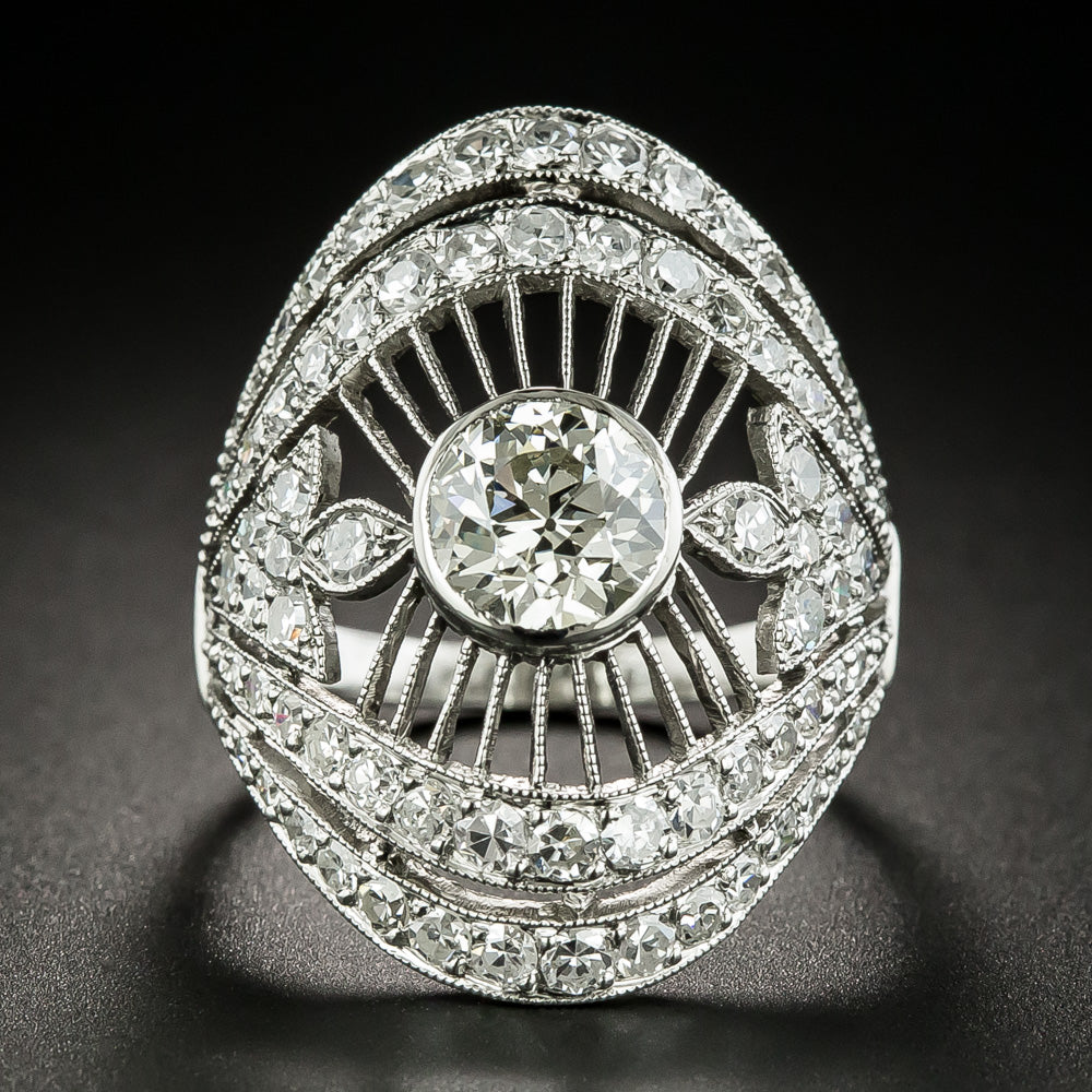 Art Deco 1.45 Carat Center Diamond Dinner Ring - 1