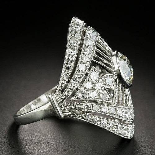 Art Deco 1.45 Carat Center Diamond Dinner Ring - 2