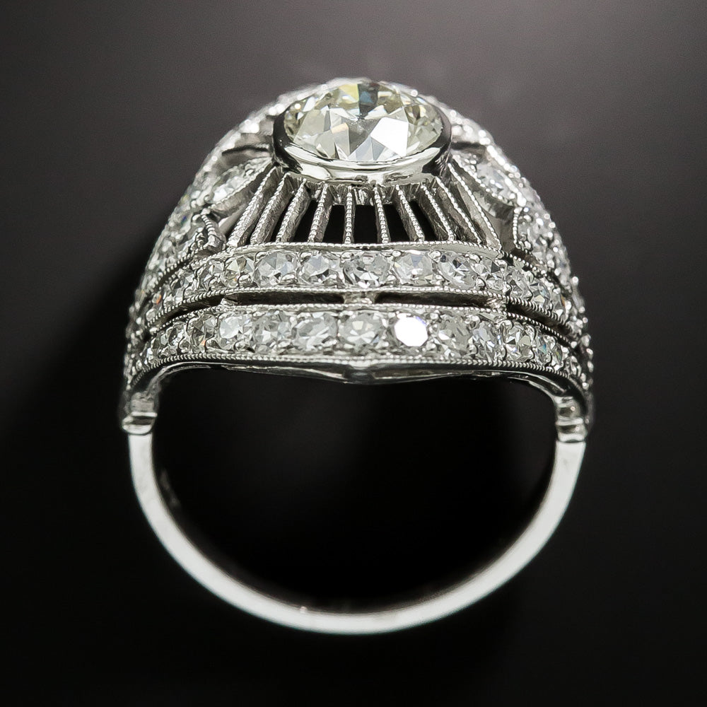 Art Deco 1.45 Carat Center Diamond Dinner Ring - 3