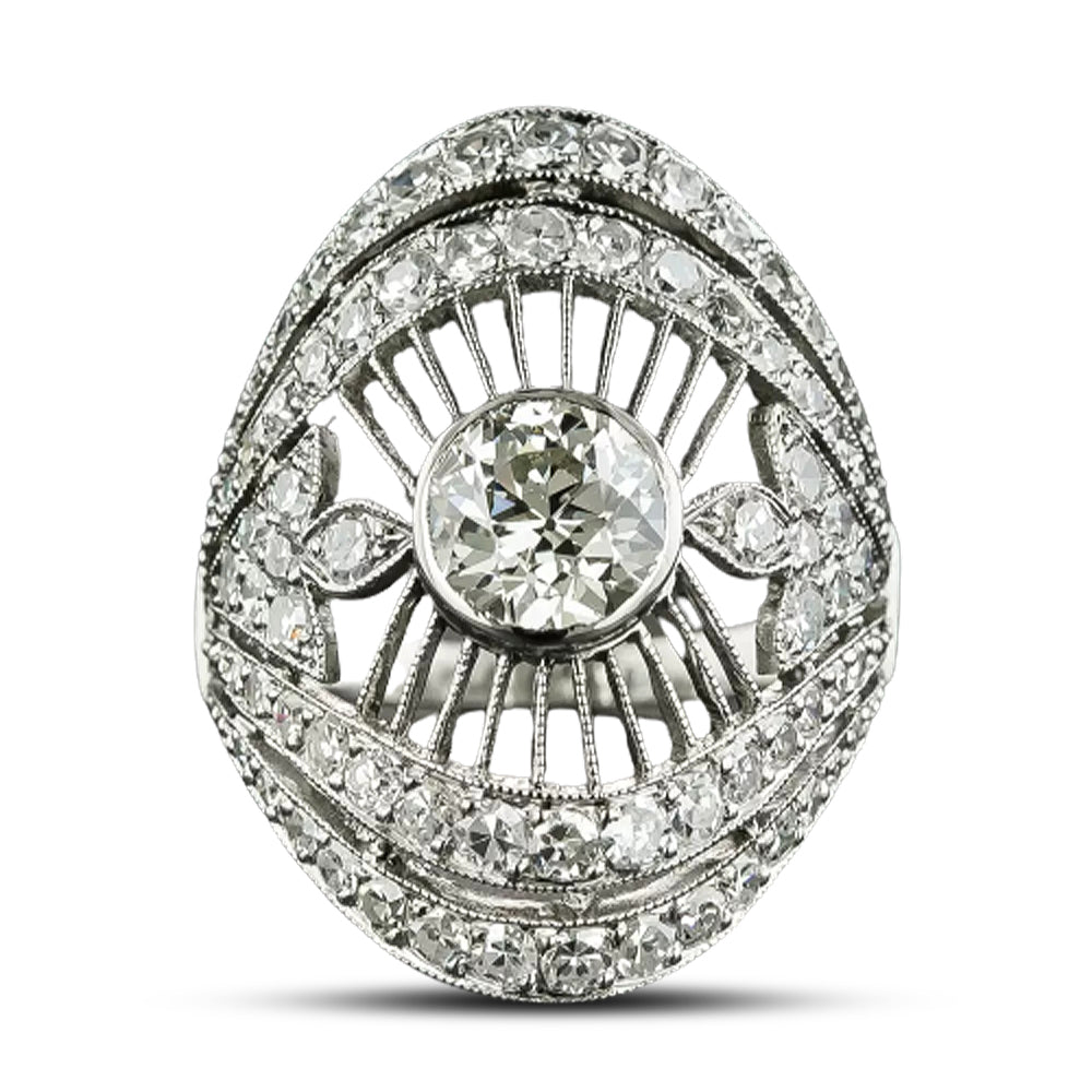 Art Deco 1.45 Carat Center Diamond Dinner Ring - 5
