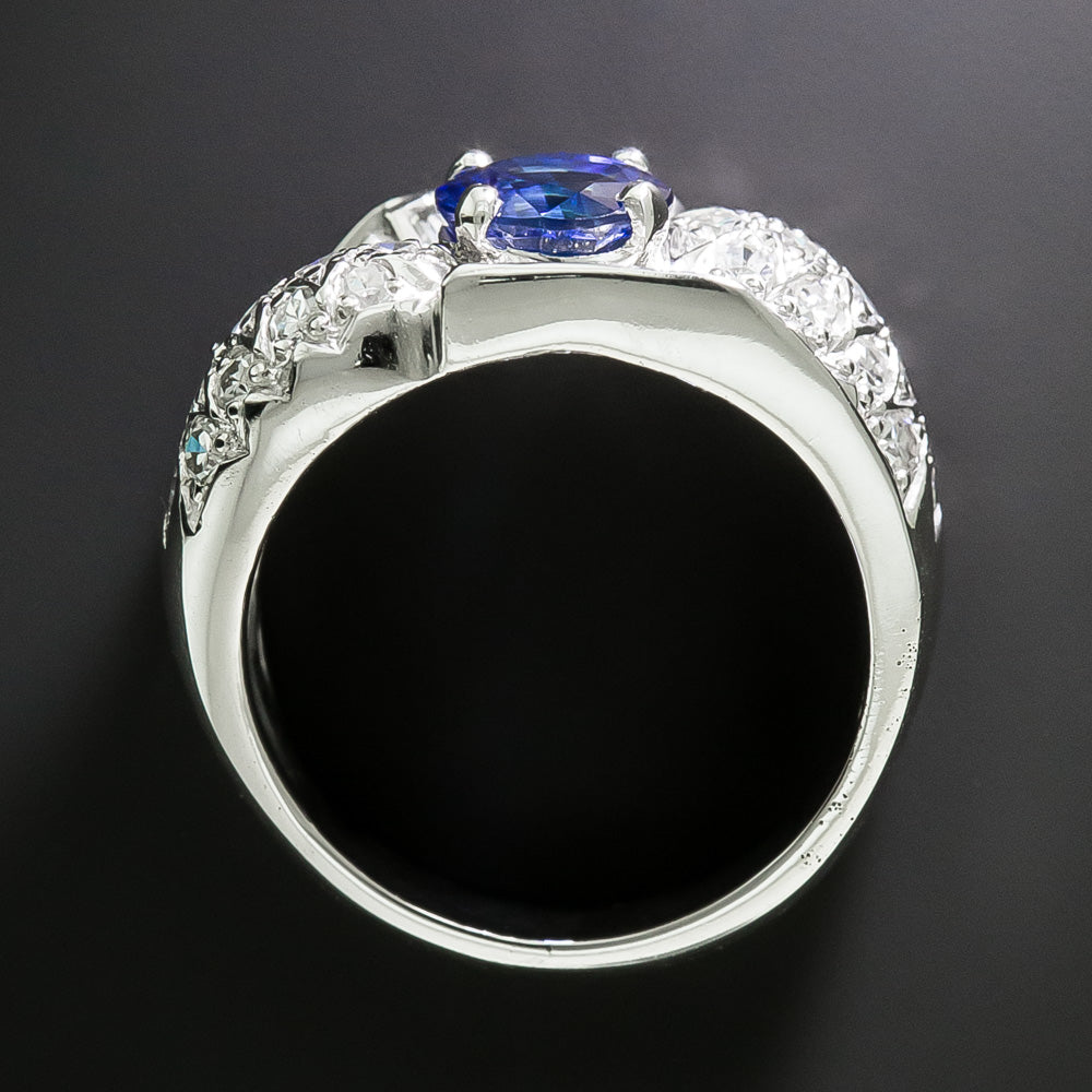 Art Deco 1.50 Carat Ceylon Sapphire And Diamond Ring - GIA  - 4
