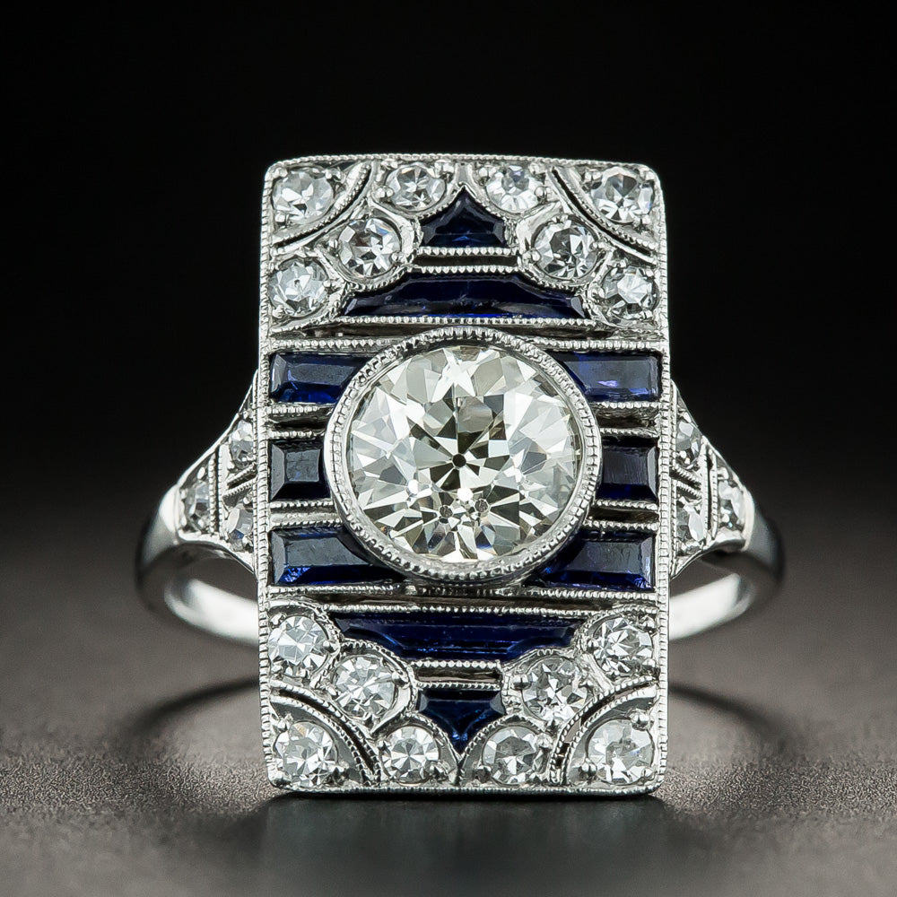 Art Deco 1.50 Carat Diamond and Sapphire* Ring - 2