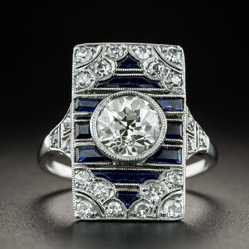 Art Deco 1.50 Carat Diamond and Sapphire* Ring - 2
