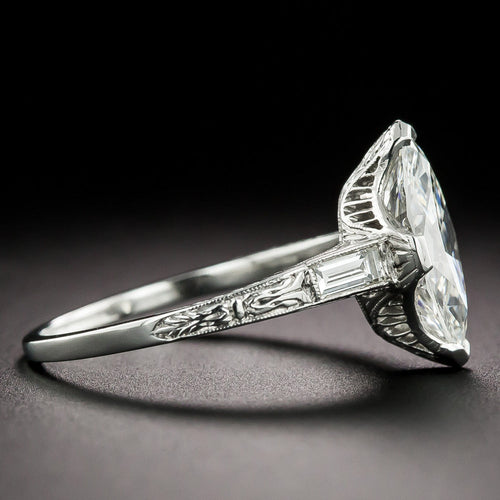 Art Deco 1.50 Carat Marquise Diamond Engagement Ring - GIA F VS1 - 3